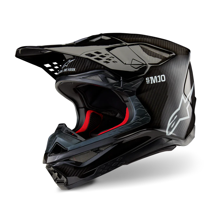 Alpinestars S-M10  Solid Glossy Carbon MX Cross Hjelm