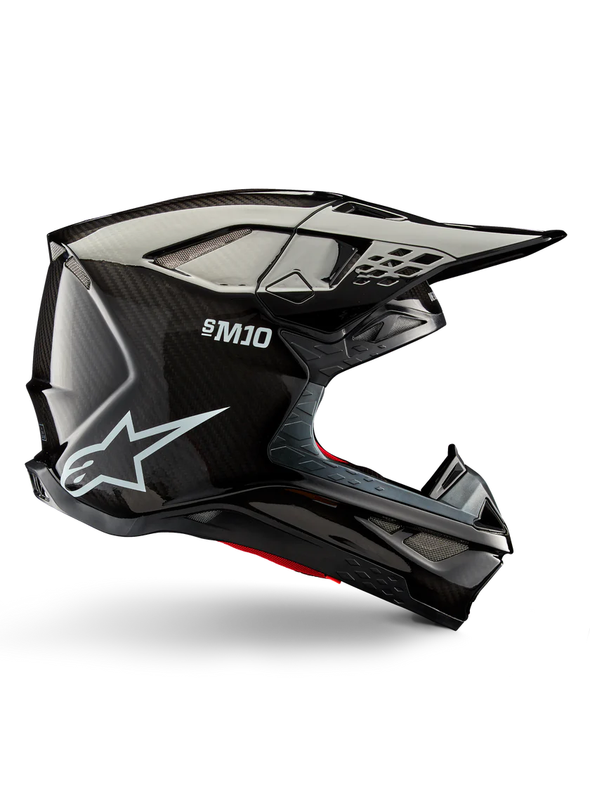 Alpinestars S-M10  Solid Glossy Carbon MX Cross Hjelm